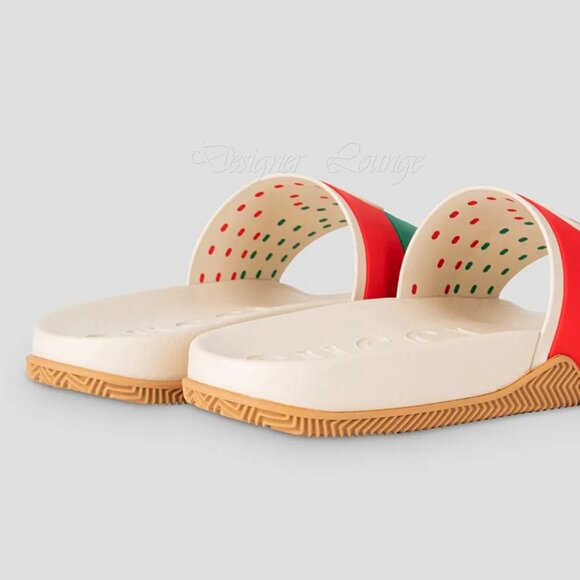 NEW GUCCI Women's Agrado Interlocking G Logo Cream Rubber Slides EU 39 US 9 - Picture 9 of 16